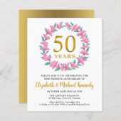 Papier Invitation à la couronne de fleurs d'or du 50e ann (Devant / Derrière)