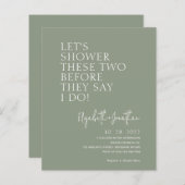 Papier Invitation à la douche Couple Green Sage Budget (Devant / Derrière)