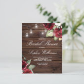 Papier Invitation à la douche nuptiale à la rose rouge (Debout devant)