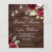 Papier Invitation à la douche nuptiale à la rose rouge (Devant)