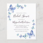 Papier Invitation à la douche nuptiale à papillon budgéta (Devant)