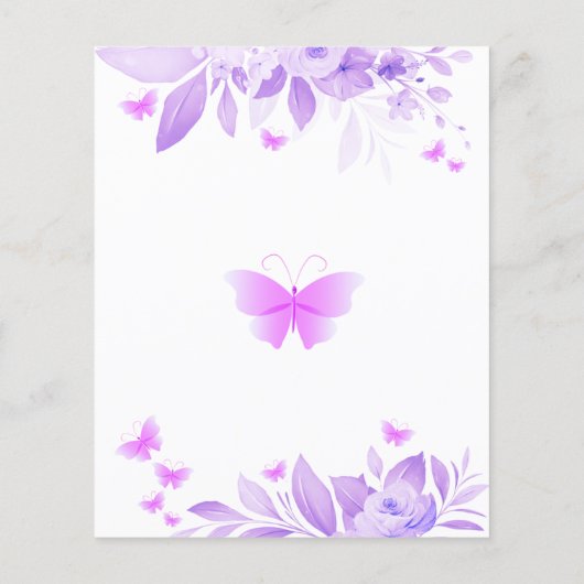 Papier Invitation à la douche nuptiale à papillon violet  (Dos)