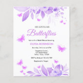 Papier Invitation à la douche nuptiale à papillon violet (Devant)