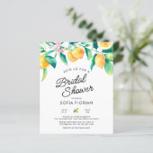 Papier Invitation à la douche nuptiale au citron (Debout devant)