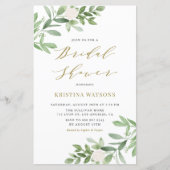 Papier Invitation à la douche nuptiale blanche et verte (Devant)