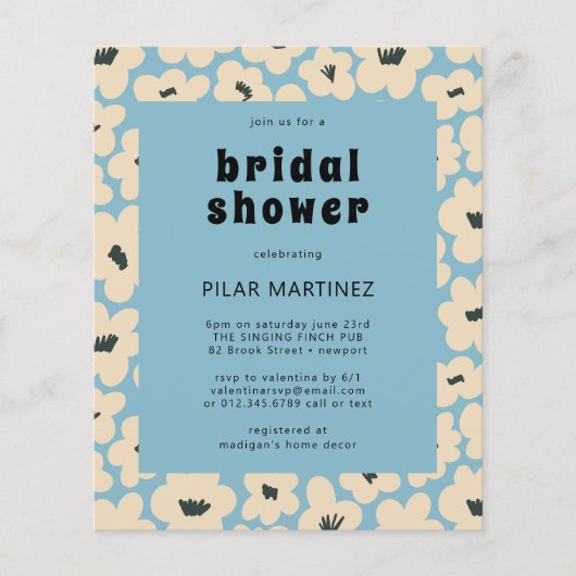 Papier Invitation à la douche nuptiale bleu blanc (Devant)