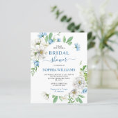 Papier Invitation à la douche nuptiale bleu et blanc Budg (Debout devant)