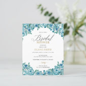 Papier Invitation à la douche nuptiale bleu or (Debout devant)