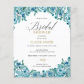 Papier Invitation à la douche nuptiale bleu or (Devant)