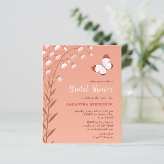 Papier Invitation à la douche nuptiale Boho Budget (Debout devant)