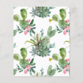 Papier Invitation à la douche nuptiale Boho Cactus Budget (Dos)