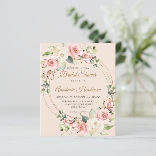 Papier Invitation à la douche nuptiale budget. (Debout devant)