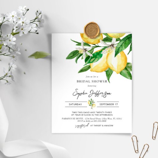 Papier Invitation à la douche nuptiale Budget Lemon Green