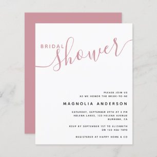 Papier Invitation à la douche nuptiale BUDGET   Rose mini