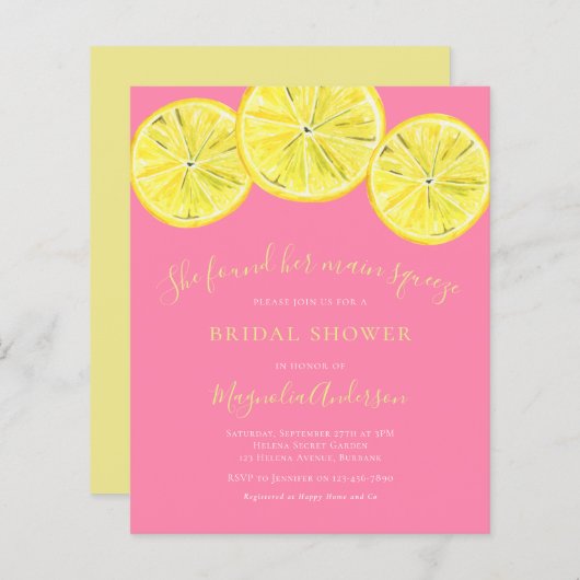 Papier Invitation à la douche nuptiale Citrus Budget (Devant / Derrière)