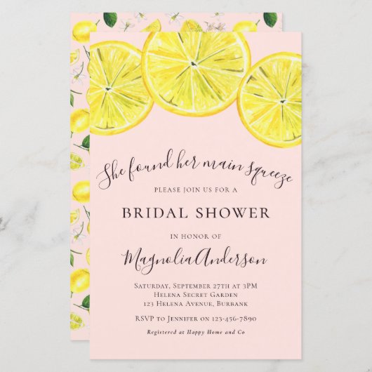 Papier Invitation à la douche nuptiale Citrus Budget (Devant / Derrière)