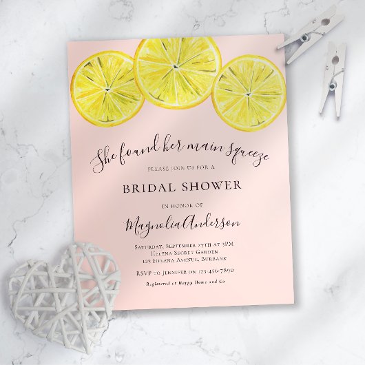 Papier Invitation à la douche nuptiale Citrus Budget