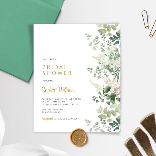 Papier Invitation à la douche nuptiale dans une forêt ver