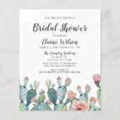 Papier Invitation à la douche nuptiale de Blush Cactus Bu (Devant)