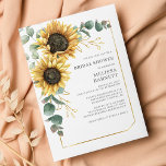 Papier Invitation à la douche nuptiale de tournesol Eucal<br><div class="desc">Créez une carte d'invitation à la douche nuptiale fleurie de tournesol moderne avec ce modèle mignon avec un beau bouquet fleuri rustique avec une typographie simple et moderne. CONSEIL : Des cartes de suite mariage comme RSVP, des programmes de mariage, des bannières, des tapisseries, des étiquettes cadeaux, des affiches, et...</div>