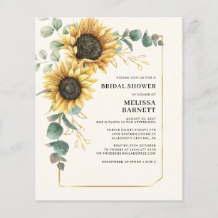 Papier Invitation à la douche nuptiale de tournesol Eucal