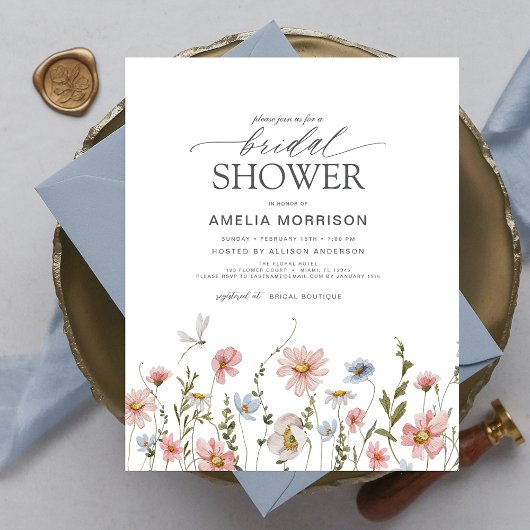 Papier Invitation à la douche nuptiale du Fleur sauvage F