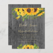 Papier Invitation à la douche nuptiale du tournesol Budge (Devant / Derrière)