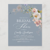 Papier Invitation à la douche nuptiale Dusty Blue Fleur s (Devant)