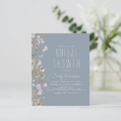 Papier Invitation à la douche nuptiale Dusty Blue Fleur s (Debout devant)
