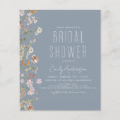 Papier Invitation à la douche nuptiale Dusty Blue Fleur s (Devant)