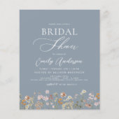 Papier Invitation à la douche nuptiale Dusty Blue Fleur s (Devant)