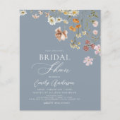 Papier Invitation à la douche nuptiale Dusty Blue Fleur s (Devant)