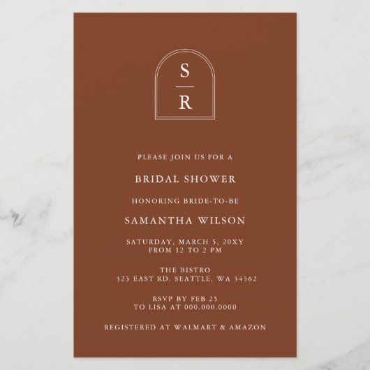 Papier Invitation à la douche nuptiale en terre cuite Bud (Devant)