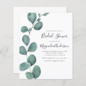 Papier Invitation à la douche nuptiale Eucalyptus Budget (Devant / Derrière)