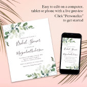 Papier Invitation à la douche nuptiale Eucalyptus Budget