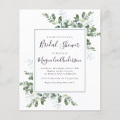 Papier Invitation à la douche nuptiale Eucalyptus Budget (Devant)