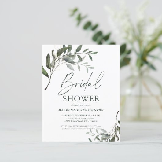 Papier Invitation à la douche nuptiale Eucalyptus chic BU (Debout devant)