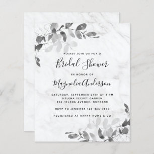 Papier Invitation à la douche nuptiale Eucalyptus en marb