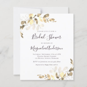Papier Invitation à la douche nuptiale Eucalyptus Gold Bu