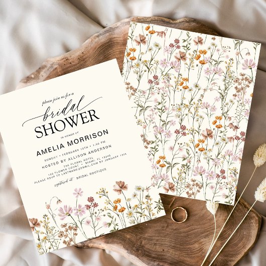 Papier Invitation à la douche nuptiale Fleur sauvage Boho