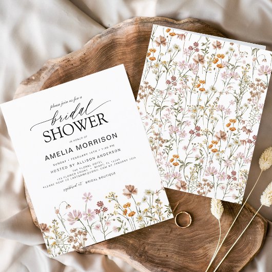 Papier Invitation à la douche nuptiale Fleur sauvage Boho