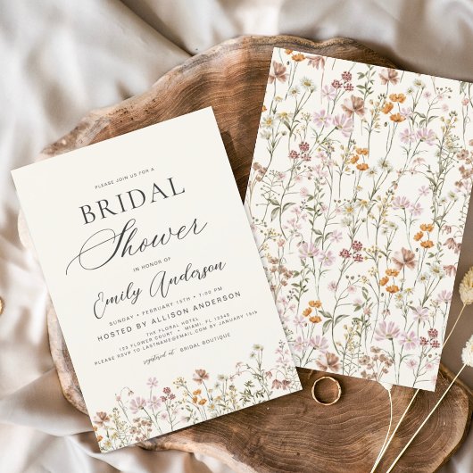 Papier Invitation à la douche nuptiale Fleur sauvage Boho
