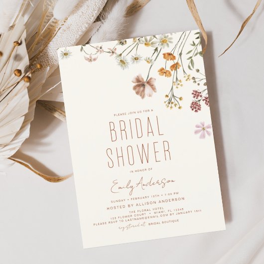 Papier Invitation à la douche nuptiale Fleur sauvage Boho