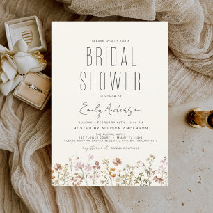 Papier Invitation à la douche nuptiale Fleur sauvage Boho