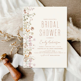 Papier Invitation à la douche nuptiale Fleur sauvage Boho