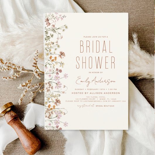 Papier Invitation à la douche nuptiale Fleur sauvage Boho