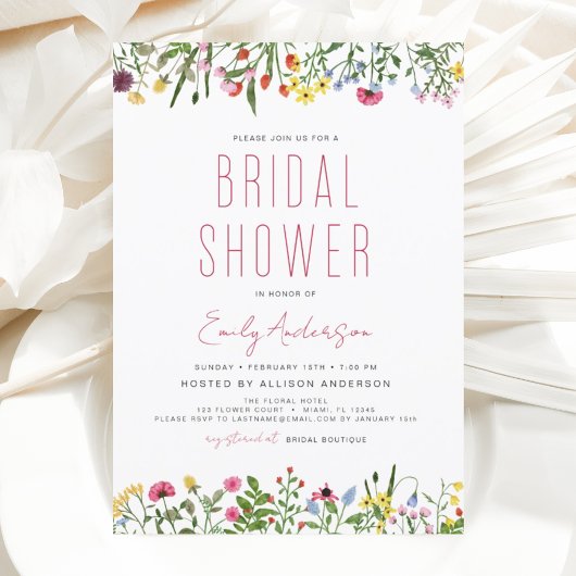 Papier Invitation à la douche nuptiale Fleur sauvage Boho