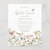 Papier Invitation à la douche nuptiale Fleur sauvage Boho (Devant)