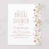 Papier Invitation à la douche nuptiale Fleur sauvage Boho (Devant)