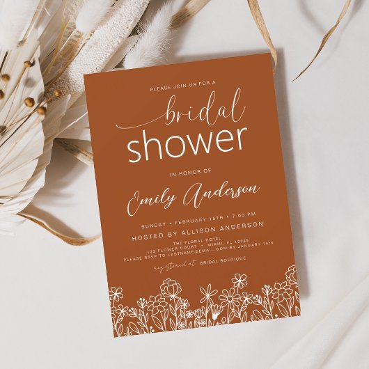 Papier Invitation à la douche nuptiale Fleur sauvage oran